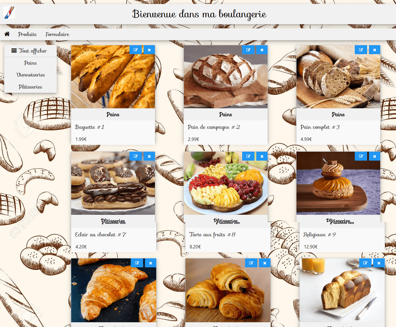 Capture du projet Site vitrine d'une boulangerie 1